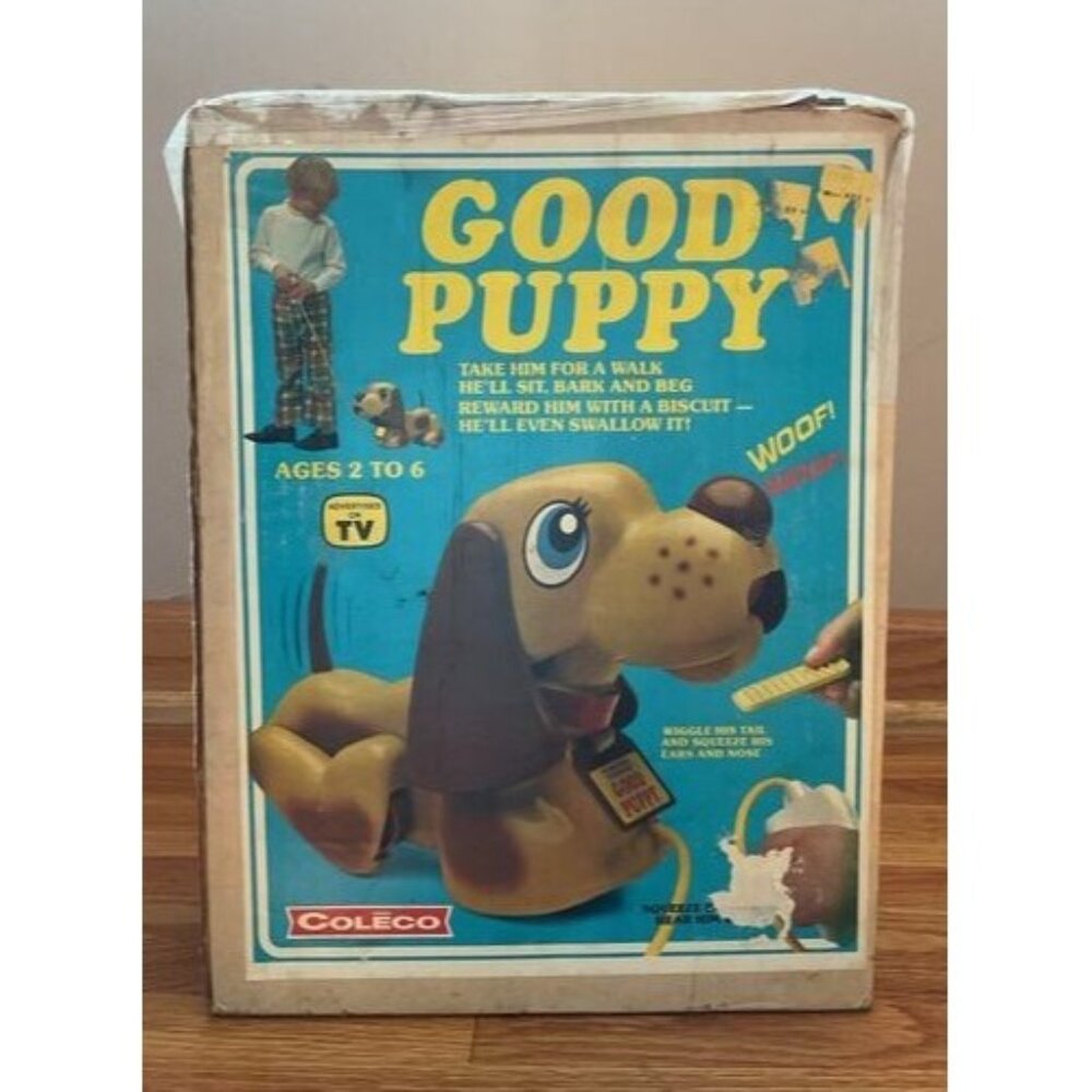 Vintage 1970s Coleco Good Puppy Barks For A Biscuit Toy With Box Ages 2 To 6